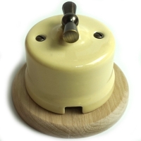 Выключатель перекрёстный classic "Царский Стиль", Фарфоровый, Слоновая кость, ручка Бронза